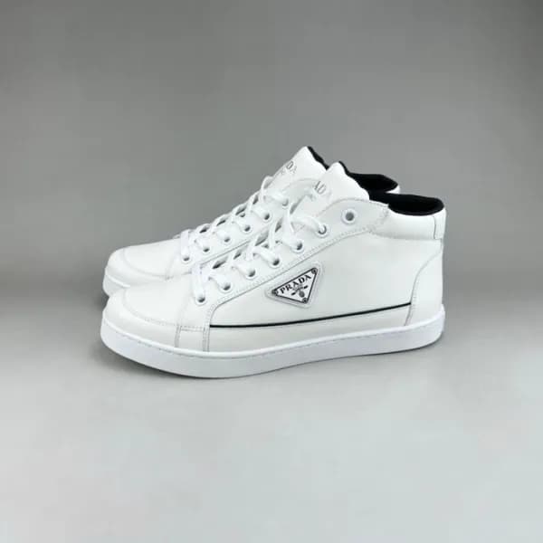 프라다 남성 하이탑 화이트 스니커즈 - Prada Mens White Sneakers - … - 1