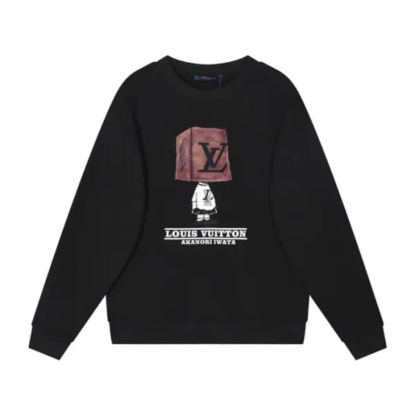 루이비통 남성 모던 블랙 맨투맨 - Louis vuitton Mens Black Tshir… - 1