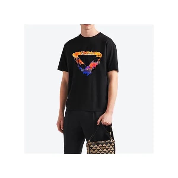 프라다 남성 크루넥 블랙 반팔티 - Prada Mens Black Tshirts - pr2… - 1
