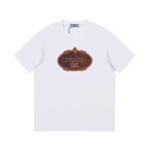 프라다 남성 크루넥 화이트 반팔티 - Prada Mens White Short sleeve… - 1