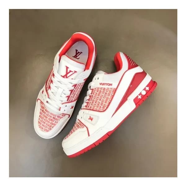 루이비통 남성 레드 스니커즈 - Louis vuitton Mens Red Sneakers … - 1