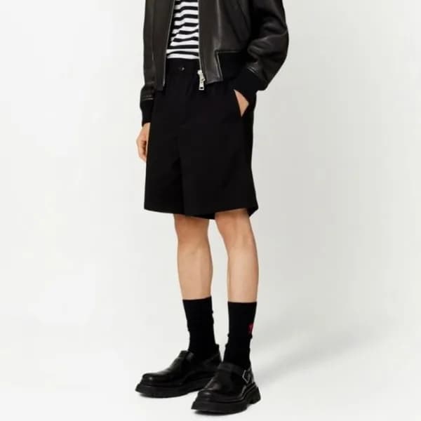 아미 남성 블랙 반바지 - Ami Mens Black Half-pants - am01x - 1
