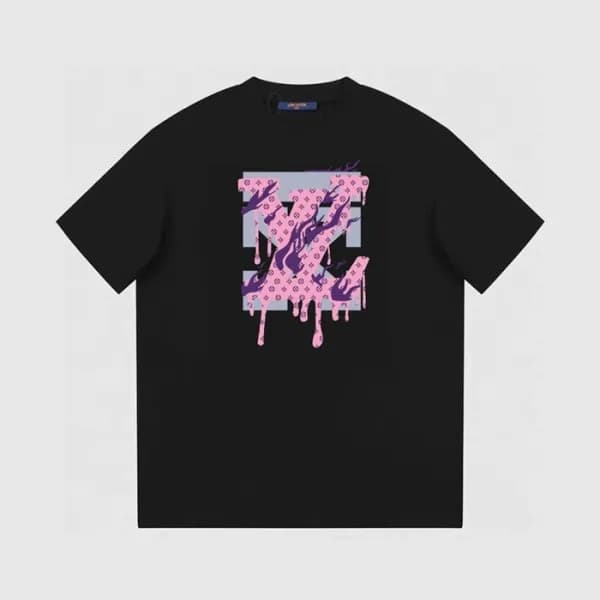 루이비통 남성 블랙 크루넥 반팔티 - Louis vuitton Mens Black Shor… - 1