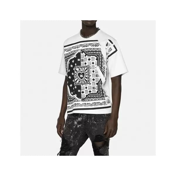 돌체앤가바나 남성 화이트 크루넥 반팔티 - Dolce&Gabbana Mens White T… - 1
