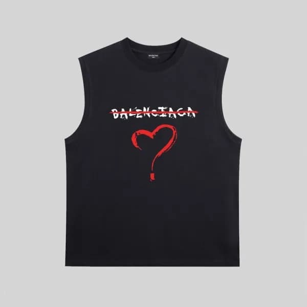 발렌시아가 남성 블랙 크루넥 나시 - Balenciaga Mens Black Sleevel… - 1