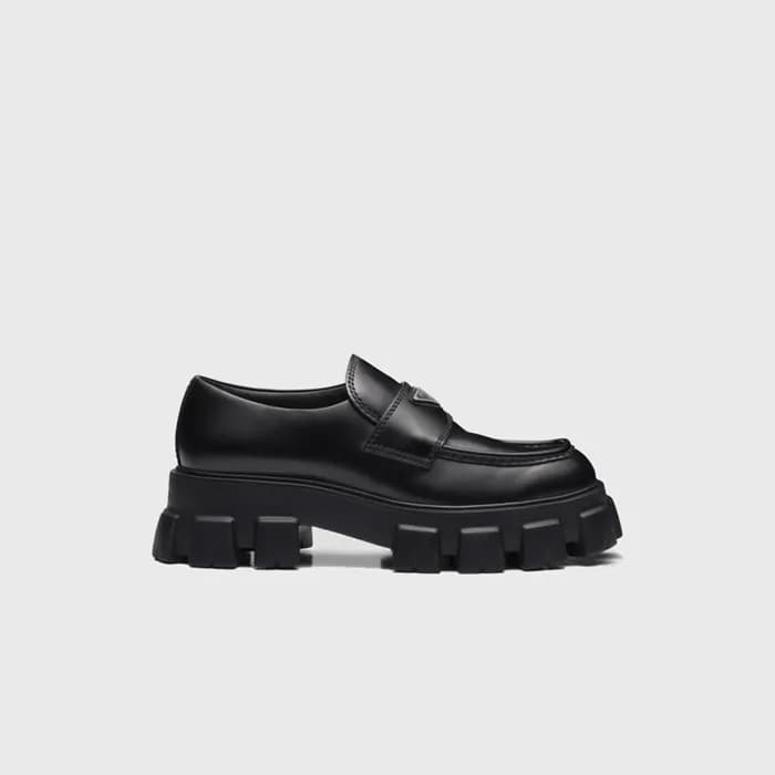 프라다 남성 모놀리스 뉘앙스 브러시드 블랙 가죽 로퍼 【매장-180만원대】 - Prada … - 1