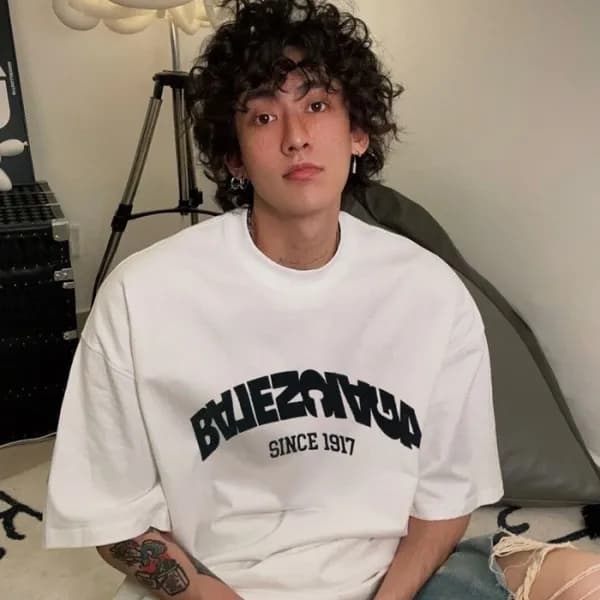 발렌시아가 남성 화이트 크루넥 반팔티 - Balenciaga Mens White Short… - 1