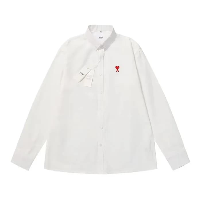아미 남성 화이트 셔츠 - Ami Mens White Shirts - amc248x - 1