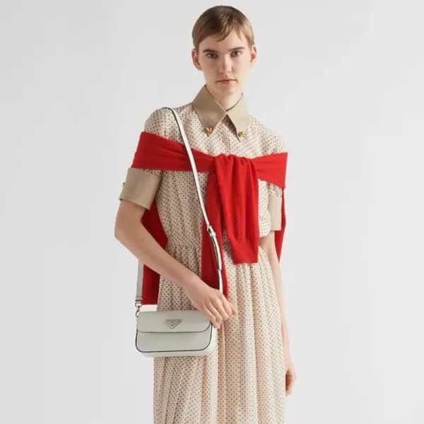 프라다 여성 화이트 사피아노 숄더백 1BD356 - Prada Womens Saffiano… - 1