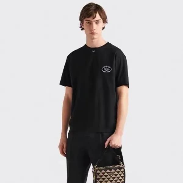 프라다 남성 블랙 반팔 티셔츠 - Prada Mens Black Tshirts - prc5… - 1