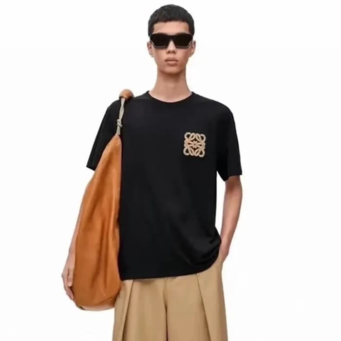 로에베 남성 블랙 반팔티 - Loewe Mens Black Tshirts - loc333x - 1