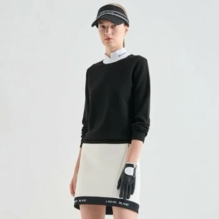 [LANVIN BLANC] 랑방블랑 여성 울 로고 인타르시아 슬릿 니트 - gol476x - 1