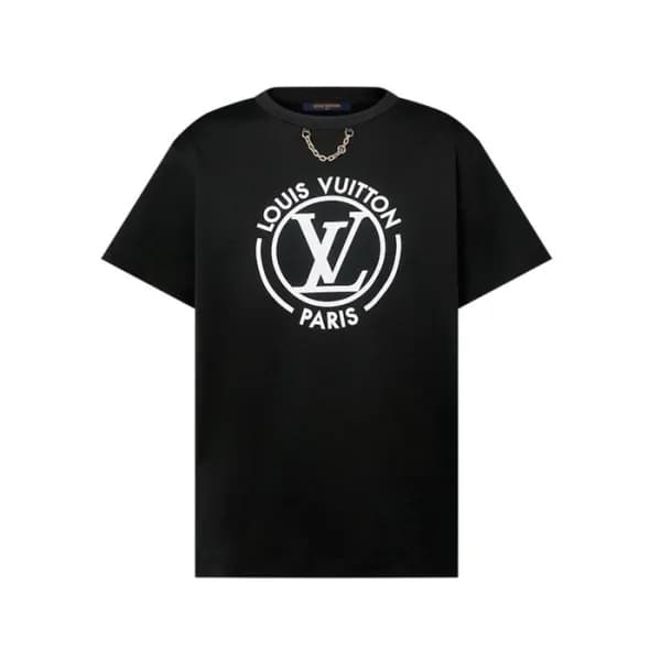 루이비통 여성 블랙 반팔 티셔츠 - Louis vuitton Womens Black Tsh… - 1