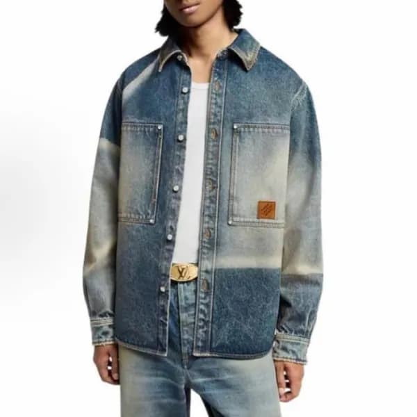 루이비통 남성 데님 재킷 - Louis vuitton Mens Denim Jacket - … - 1