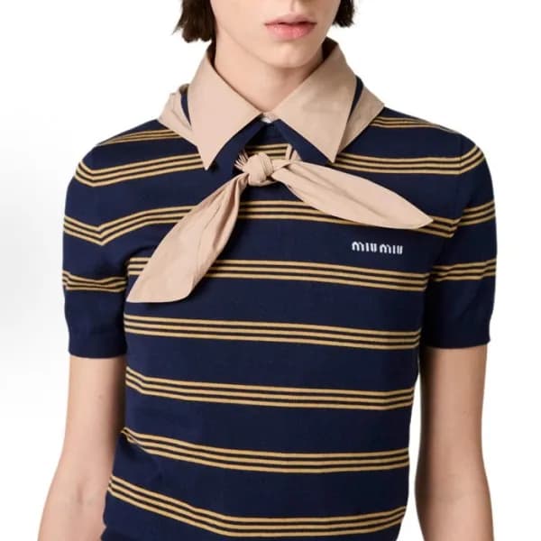 미우미우 여성 반팔 티셔츠 - Miumiu Womens Polo Tshirt - mic61… - 1