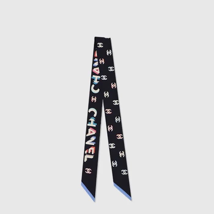 샤넬 여성 네온 로고 실크 트윌리 - Chanel Womens Neon Logo Silk … - 1