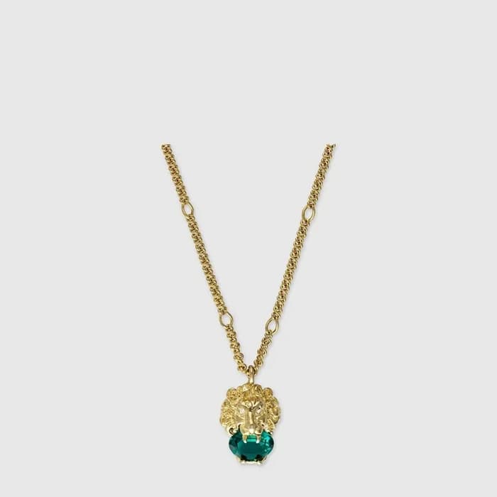 구찌 여성 그린 크리스털 펜던트 네크리스 - Gucci Womens Green Crystal Pendant Necklace - acc10876x - 1