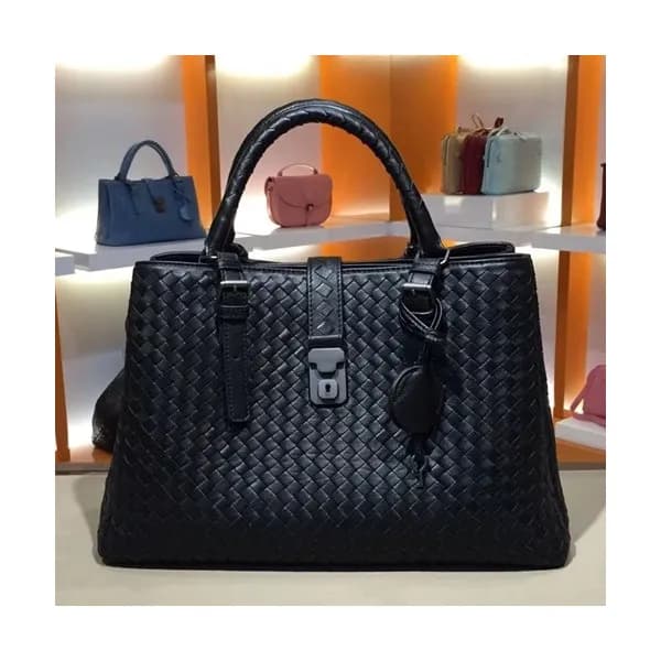 Bottega Veneta Leather Black Roma Large Tote Shoul… - 1