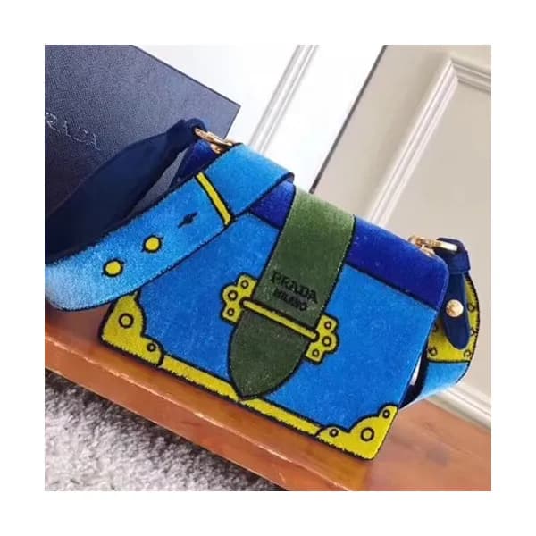 Prada Velvet Leather Shoulder Bag,20cm - 프라다 벨벳 레더… - 1