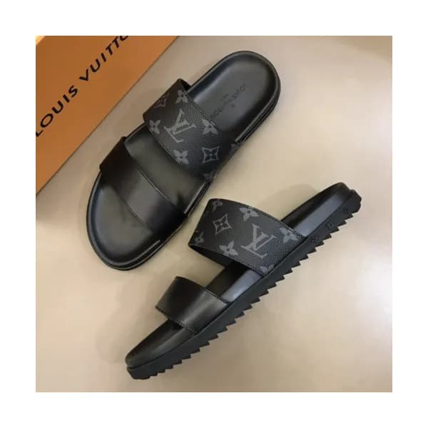 Louis Vuitton 2019 Mens Initial Logo Leather Slipp… - 1