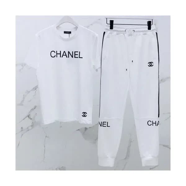 Chanel 2019 Mens CC Logo Stripe Cotton Short Sleev… - 1