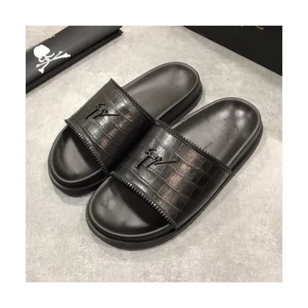 Giuseppe Zanoti 2019 Mens Logo Leather Slipper - 쥬… - 1