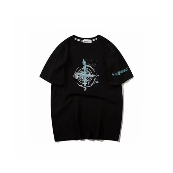 Stone Island Mens Crew-neck Cotton Short Sleeved … - 1