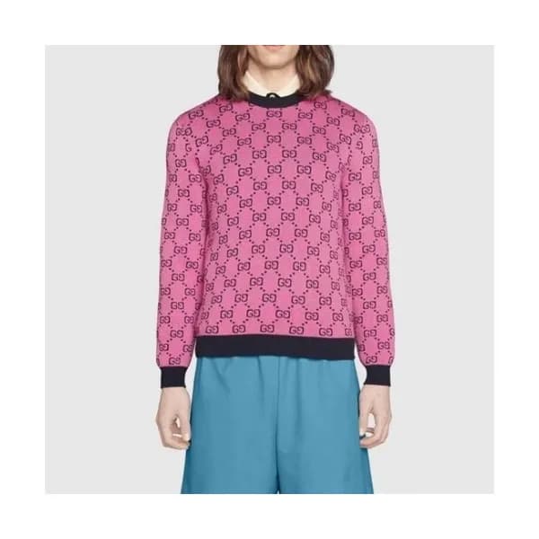Gucci Womens Logo Crew-neck Sweaters Pink - 구찌 202… - 1