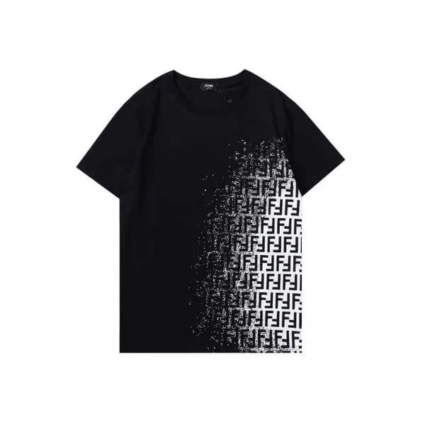 Fendi Mens Logo Casual Short Sleeved Tshirts Blac… - 1