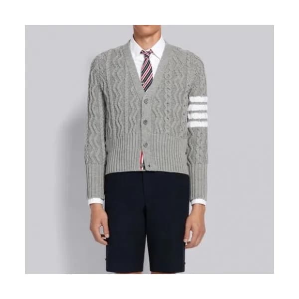 Thom Browne Mm/Wm Strap V-neck Cardigan Gray - 톰브… - 1