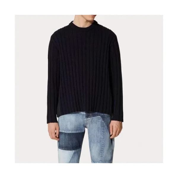 Valentino Mens Big Logo Crew-neck Wool Sweaters B… - 1