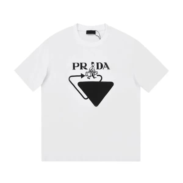프라다 남성 크루넥 화이트 반팔티 - Mens White Tshirts - Pra02583… - 1