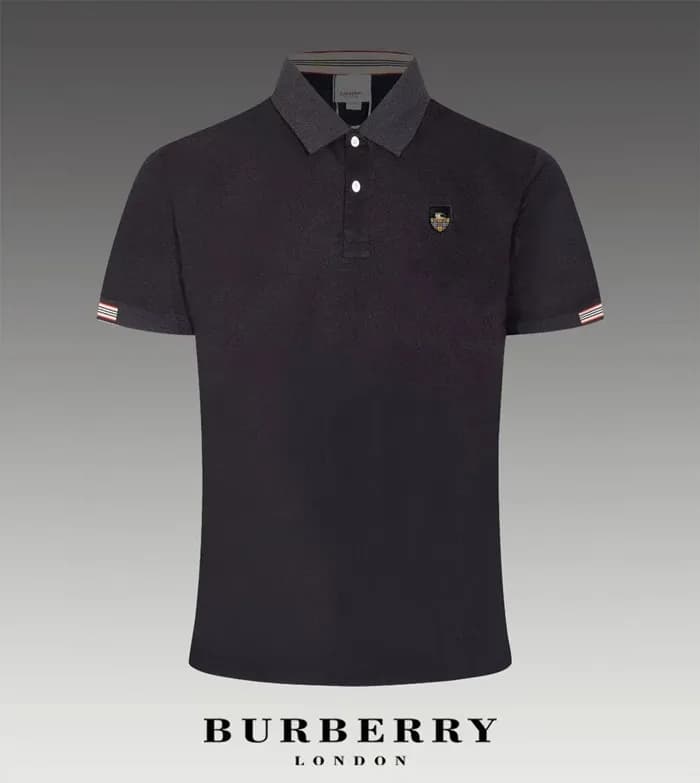 버버리 남/녀 블래 폴로 반팔티 - Unisex Black Tshirts - Bur0435… - 1