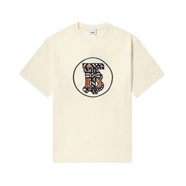버버리 남성 아이보리 크루넥 반팔티 - Mens Ivory Tshirts - Bur0436… - 1