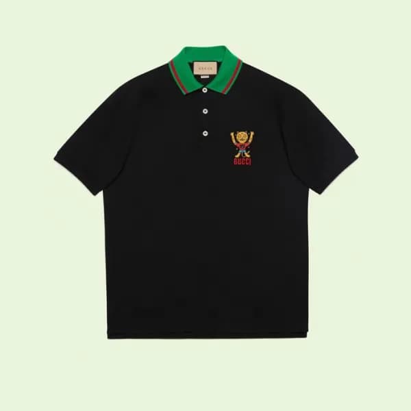 구찌 남/녀 블랙 폴로 반팔티 - Unisex Black Tshirts - guc04993… - 1