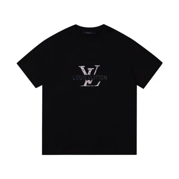 루이비통 남성 블랙 크루넥 반팔티 - Mens Black Tshirts - lou05202… - 1