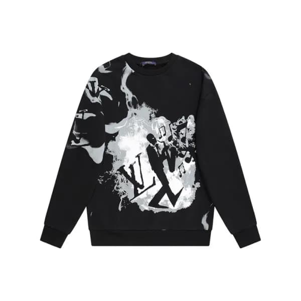 루이비통 남성 모던 블랙 맨투맨 - Mens Black Tshirts - lou05238x - 1