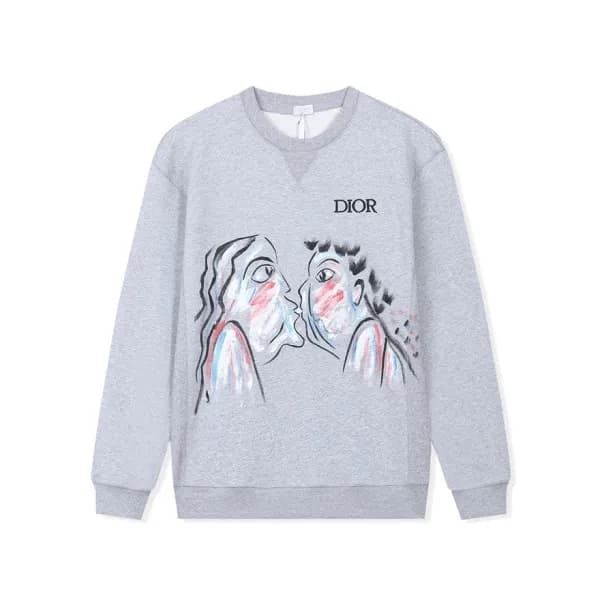 디올 남/녀 클래식 그레이 맨투맨 - Dior Unisex Gray Tshirts - di… - 1