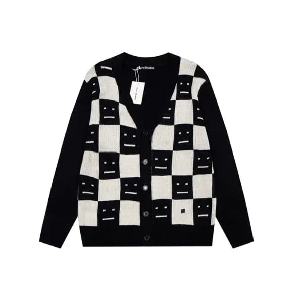 아크네 남/녀 블랙 브이넥 가디건 - Acne Unisex Black Cardigan - … - 1