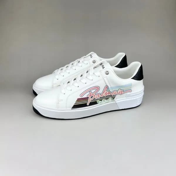 발망 남성 트렌디 화이트 스니커즈 - Balmain Mens White Sneakers -… - 1