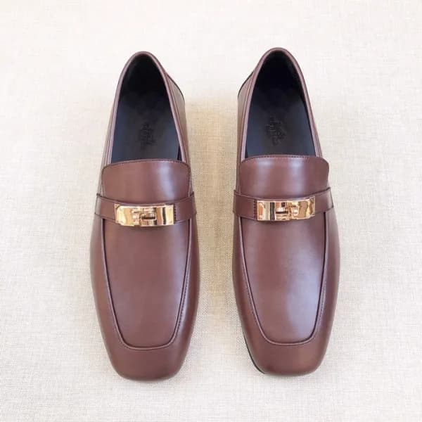 에르메스 남성 시그니처 브라운 로퍼 - Hermes Mens Brown Loafer - h… - 1