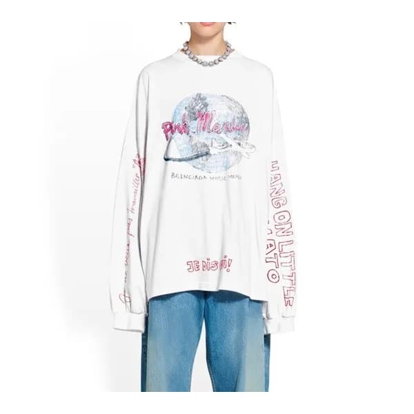 발렌시아가 남/녀 화이트 맨투맨 - Balenciaga Unisex White Tshirt… - 1