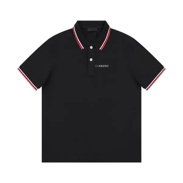 프라다 남성 블랙 폴로 반팔티 - Prada Mens Black Short sleeved … - 1