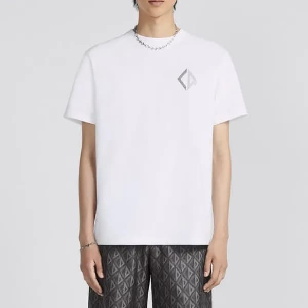 디올 남성 화이트 크루넥 반팔티 - Dior Mens White Short sleeved … - 1