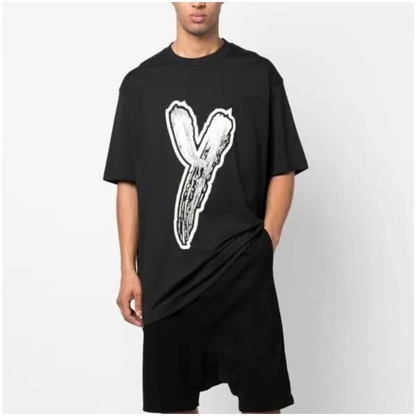요지야마모토 남성 블랙 크루넥 반팔티 - Y3 Mens Black Tshirts - y3/… - 1