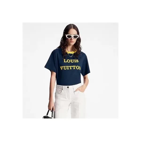 루이비통 남/녀 네이비 크루넥 반팔티 - Louis vuitton Unisex Navy S… - 1