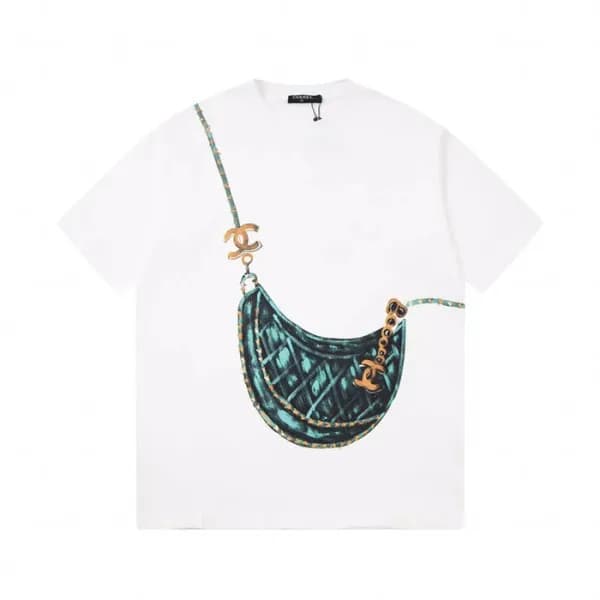 샤넬 남/녀 크루넥 화이트 반팔티 - Chanel Unisex White Tshirts -… - 1