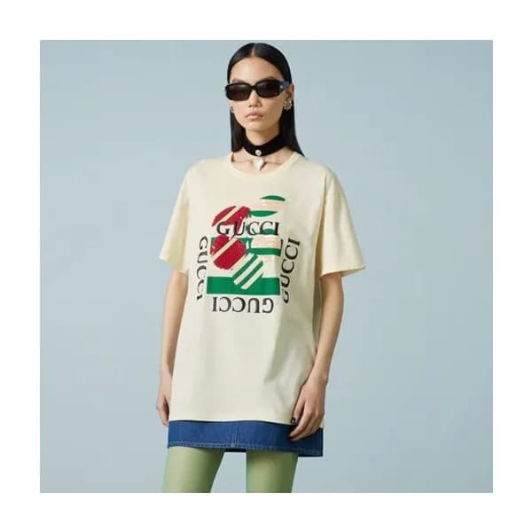 구찌 남/녀 화이트 크루넥 반팔티 - Gucci Unisex White Short slee… - 1