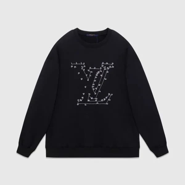 루이비통 남성 모던 블랙 맨투맨 - Louis vuitton Mens Black Tshir… - 1