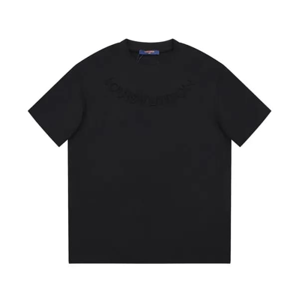 루이비통 남성 크루넥 블랙 반팔티 - Louis vuitton Mens Black Shor… - 1